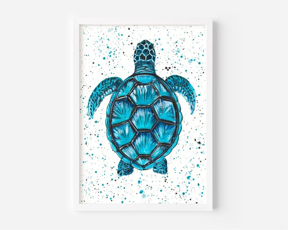 Sea Turtle Original Art, ‘Orla’, An Original Acrylic Painting, Original Art, Colourful Art, Sealife Art, Blue Turtle, Sea Turtle Gifts,