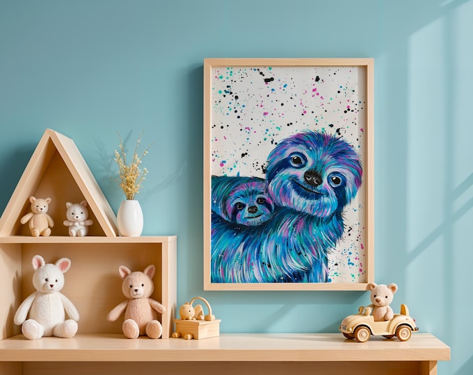 Mum and Baby Sloth Art Print
