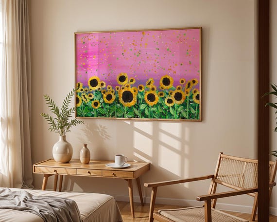 Pink Sunflower Field Art Print