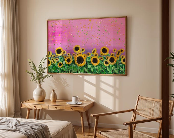 Pink Sunflower Field Art Print