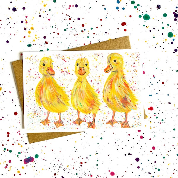 Duckling Trio Card, Cute Greetings Card, Blank Card, Baby Ducks Card, Wildlife Artwork, Any Occasion Card, A6 Card, Animal Cards, Wild Ducks