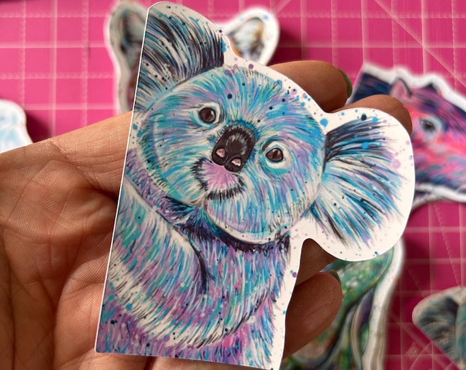 Koala Bear Sticker, Wild Animal Decal, Glossy Vinyl Stickers, Australian Wildlife, Aussie Cuddly Bears