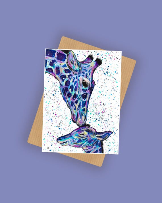 Mum and Baby Giraffe Blank Greeting Card ‘Milly & Max’