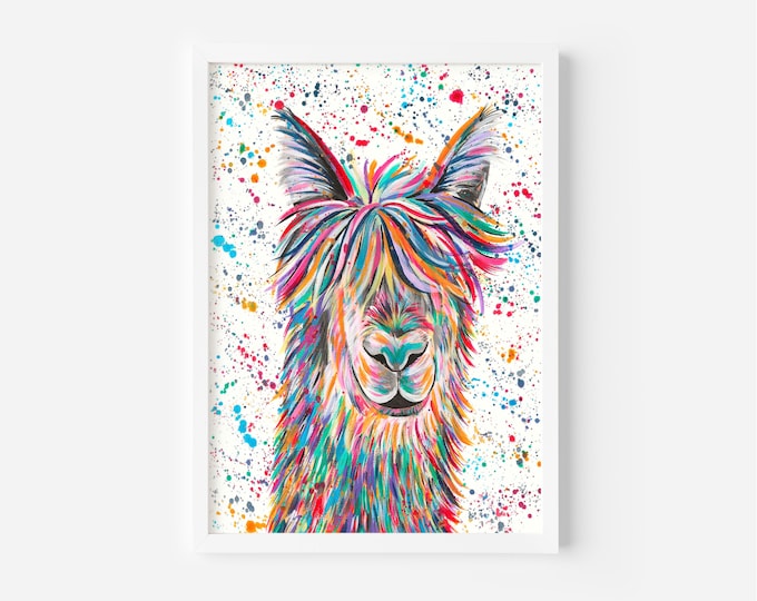 Rainbow Llama Painting ‘Hamilton’, An original Acrylic Painting, Original Art, Colourful Animal Art, Contemporary Decor, Wildlife Artist,