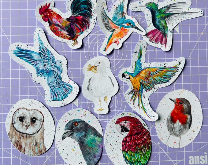 Birds Sticker Pack, 10 Designs, Animal Stickers, Wildife Decal Pack, Unique Designs, Journalling, Diary, Folder Appliqués