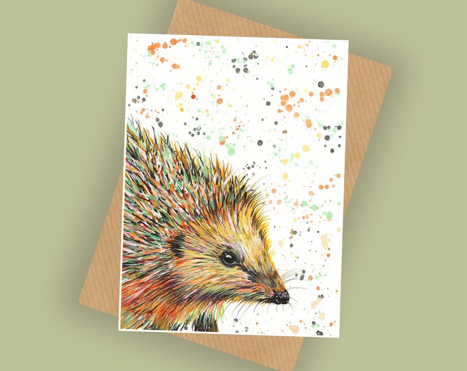 Sweet Hedgehog Card, Cute Blank Greetings Card, Woodland Animal Card, Wildlife Design Cards, Any Occasion Card, Small Animal Cards