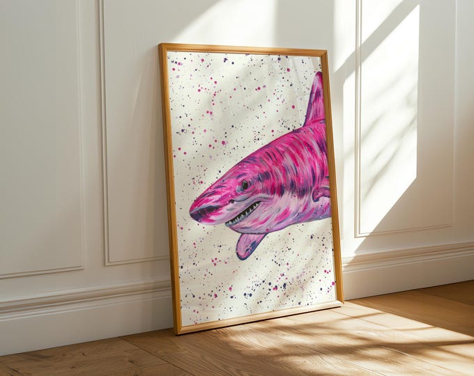Hot Pink Shark Art Print ‘Ellie’