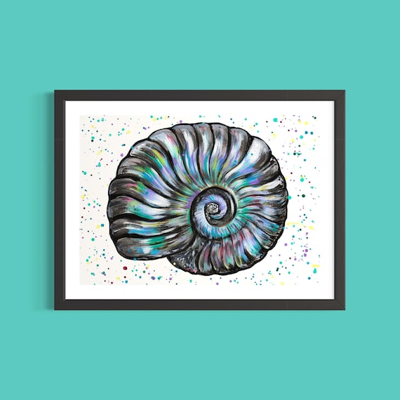 Iridescent Ammonite Art Print