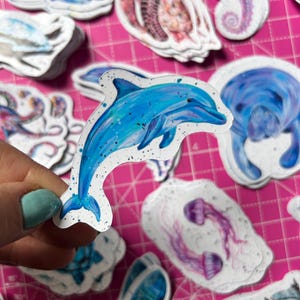 Dolphin Sticker, Vinyl Animal Decal, Sea Life Gifts, Small Journal Sticker, Ocean Wildlife Decal, Scrapbooking