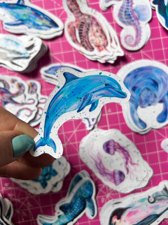 Dolphin Vinyl Sticker: Ocean Wildlife Decal for Laptop, Journal