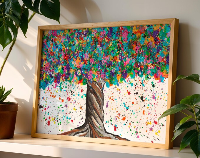 Vibrant Rainbow Tree Art Print