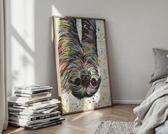 Hanging Sloth Art Print ‘Clive’