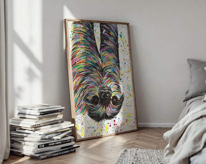 Hanging Sloth Art Print ‘Clive’