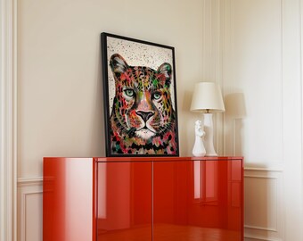 Colourful Leopard Art Print: 'Nala' Wildlife Poster