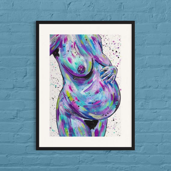 Custom Pregnancy Portrait, Maternity Painting, Expecting Mother Nude Body Painting, Personalised Pregnancy Gift