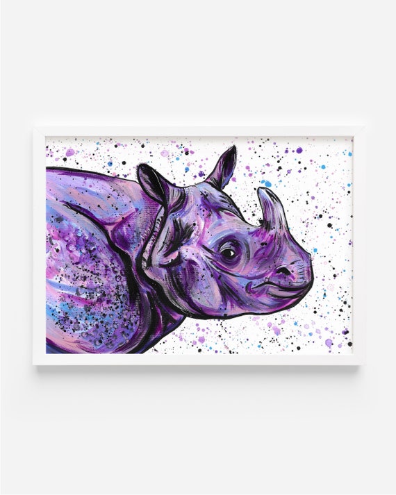 Rhinoceros Original Acrylic Painting, Rhino Painting, Original Art, Colourful Rhino Art, Endangered Species, Wildlife Artist, Africa’s Big 5