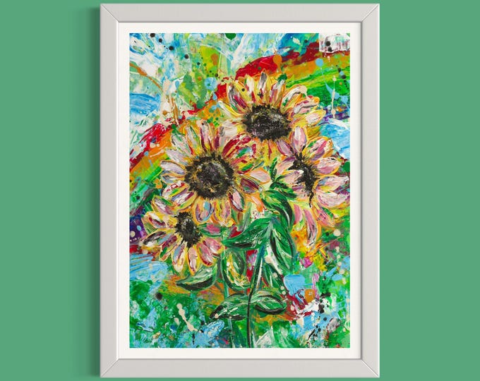 Rainbow Sunflowers Art Print