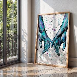 Pinkie Promise Art Print: Colourful Hand Friendship Gift