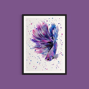 Betta Fish Art Print: Colourful Fighter Fish Painting 画像 2