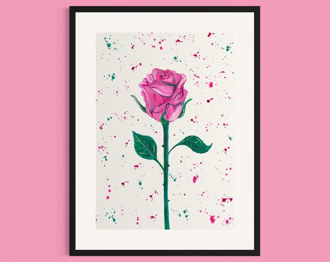 Single Pink Rose Art Print