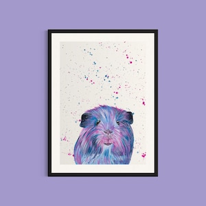 Guinea Pig Art Print: Colorful Pet Portrait Home Decor