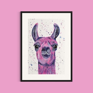 Llama Art Print: Colorful Wildlife Painting, Animal Decor