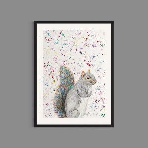 Squirrel Art Print: Colorful Woodland Home Decor