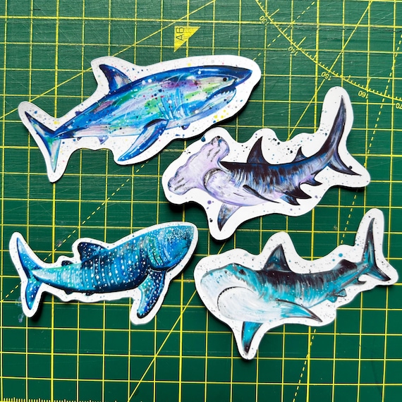 Shark Sticker Pack: Marine Life Decals, Original Art