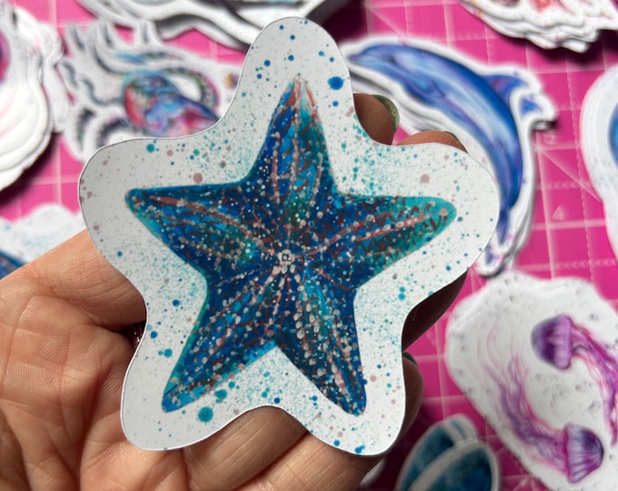 Starfish Sticker, Vinyl Animal Decal, Sea Life Gifts, Small Journal Sticker, Wildlife Decal, Under the Sea, Ocean Life, Coastal Decals
