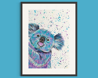 Koala Bear Art Print ‘Zoey’, Home Decor, Animal Painting, Wildlife Wall Art, Koala Gifts, Australian Animal Art, Cute Koala Picture,