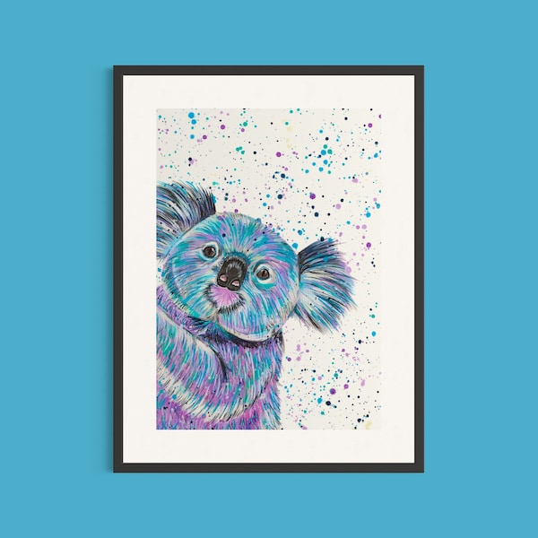 Koala Bear Art Print ‘Zoey’, Home Decor, Animal Painting, Wildlife Wall Art, Koala Gifts, Australian Animal Art, Cute Koala Picture,