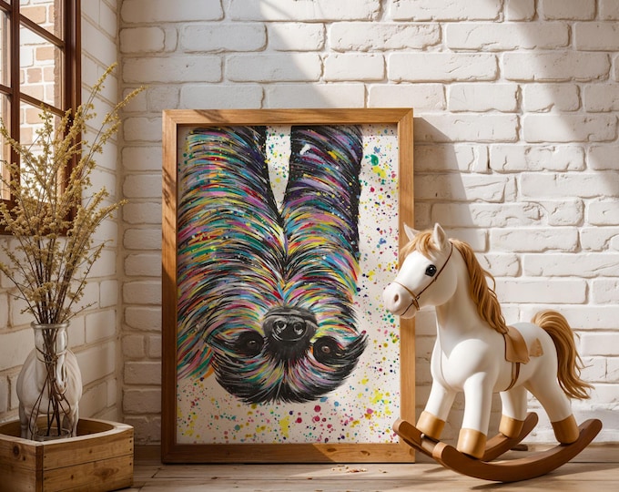 Hanging Sloth Art Print ‘Clive’