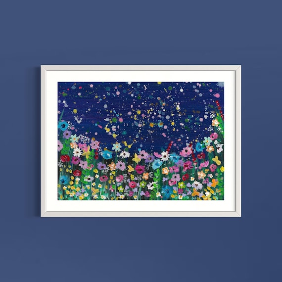 Wildflowers Art Print ‘Midnight Brights’