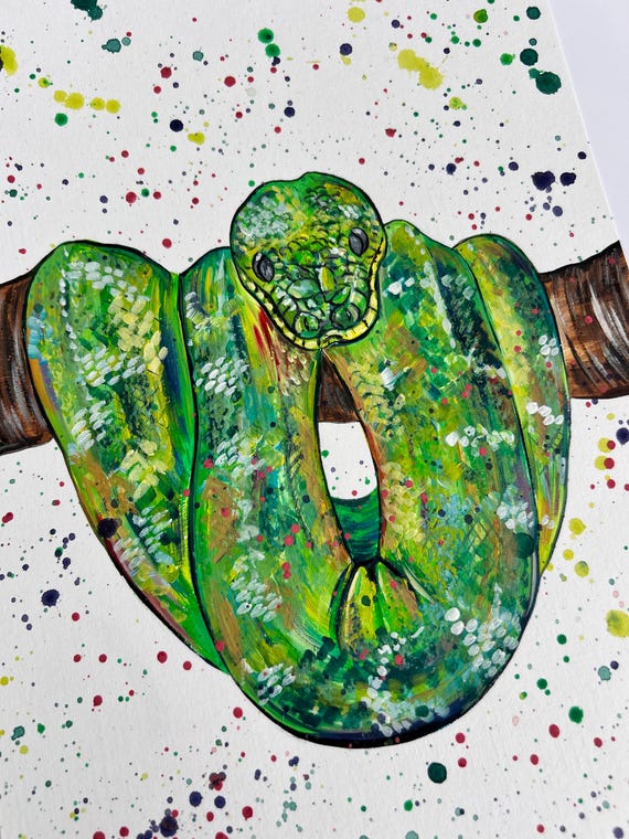 Snake Painting, An Original Hand Painted Acrylic Painting by Emma LC, Reptile Artwork