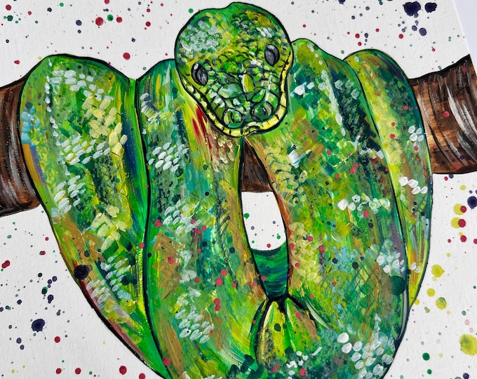 Snake Painting, An Original Hand Painted Acrylic Painting by Emma LC, Reptile Artwork