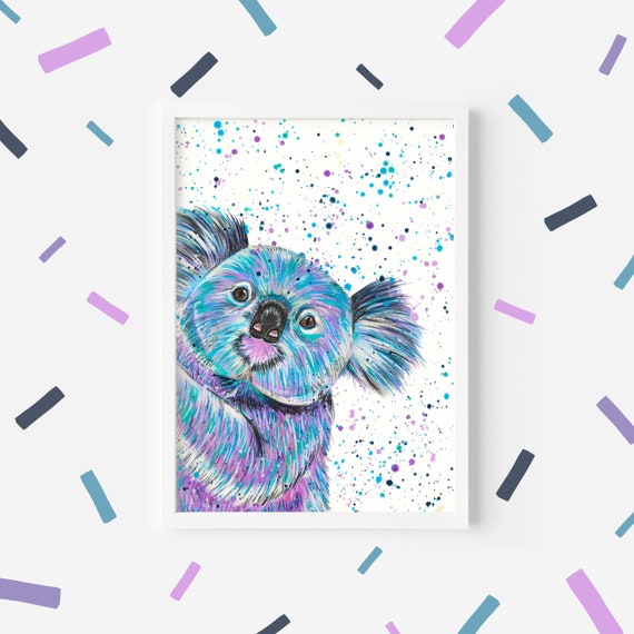 Animal Art Painting on Canvas Colorful Koala Art Pictures Print Cute Wall  Posters for Living Room Kids Room Wall Decor Framed : : Home