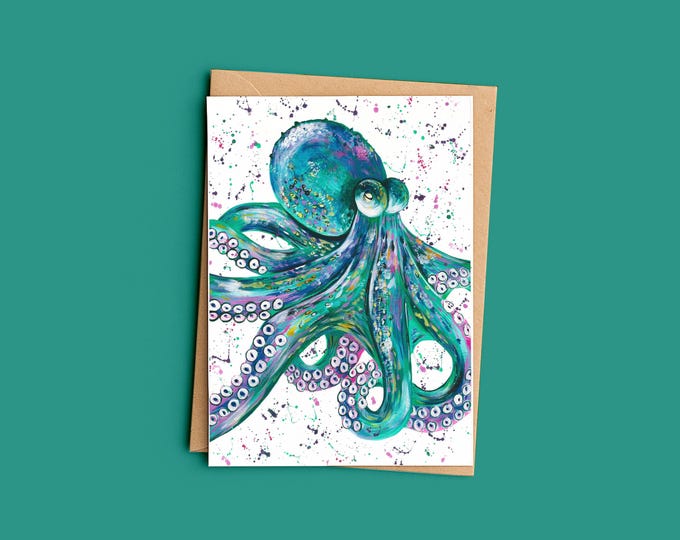 Octopus Blank Greeting Card ‘Ollie’