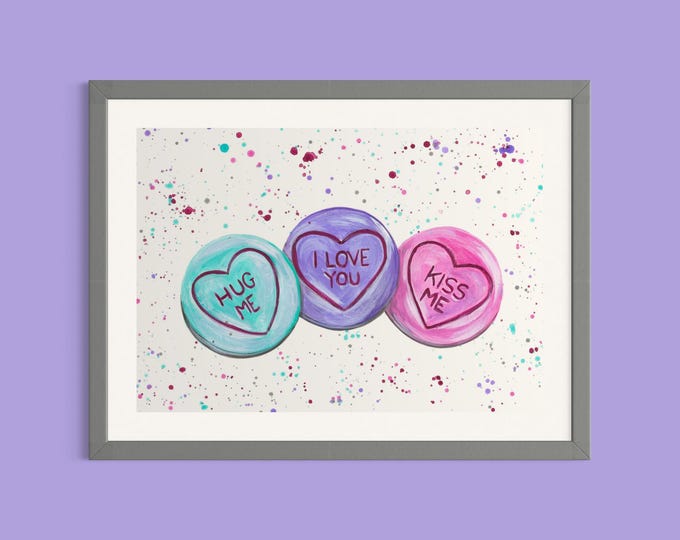 Loveheart Sweets Art Print