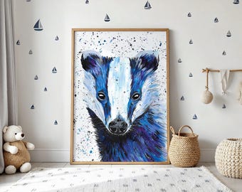 Badger Art Print: Woodland Wildlife Home Decor