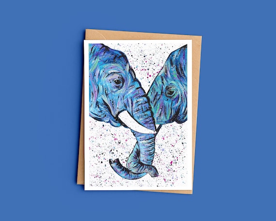 Elephants Embrace Greeting Card