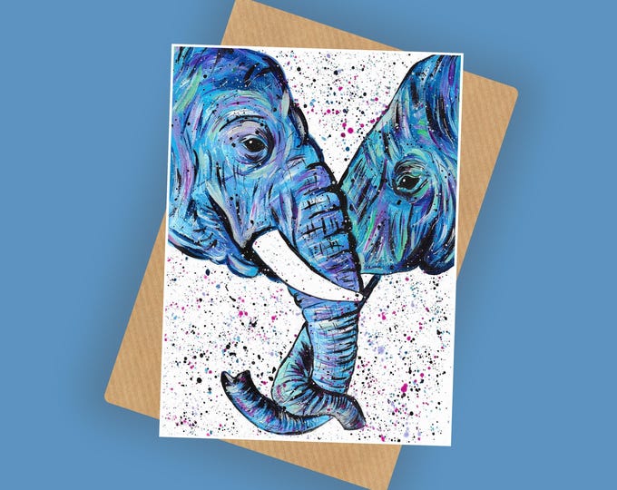 Elephants Embrace Greeting Card