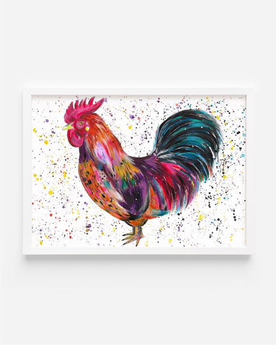 Cockerel Original Painting, Farm Art, Original Art, Colourful Art, Wildlife Art, Country Home Aesthetic, Unique Wall Art, Farmhouse Decor