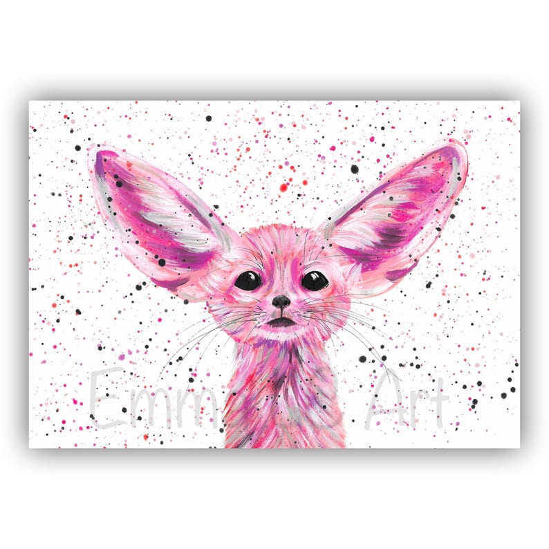 Fennec Fox Art Print: Pink Animal Painting, Nursery Decor image 8
