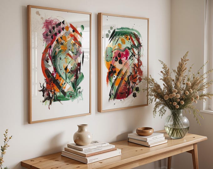 Autumnal Abstract Art Print Set