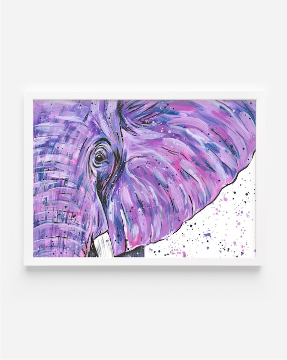 Original Elephant Painting, ‘Lilah’, by Emma LC, Original Art, Colourful Art, Elephant Painting, Nursery Decor, Wildlife Art, Lilac Artwork