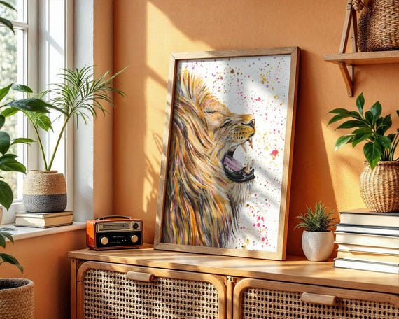 Roaring Lion Art Print ‘Rory’
