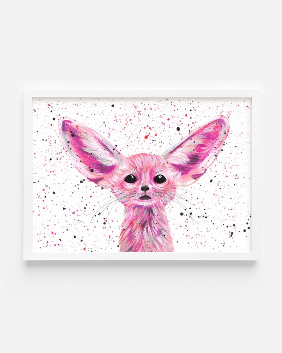 Fennec Fox Original Painting ‘Ava’, Original Art, Colourful Art, Wildlife Art, Fox Painting, Abstract Art, Unique Gifts, Fox Present Idea