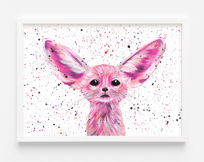 Fennec Fox Original Painting ‘Ava’, Original Art, Colourful Art, Wildlife Art, Fox Painting, Abstract Art, Unique Gifts, Fox Present Idea