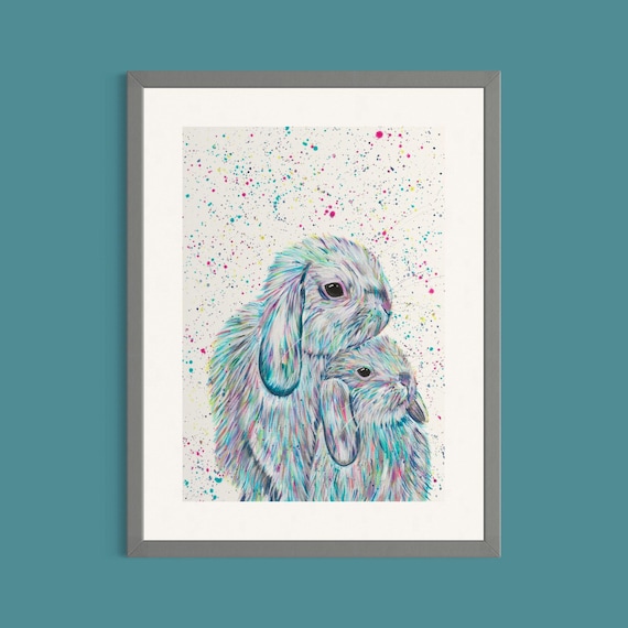 Mum and Baby Bunny Art Print