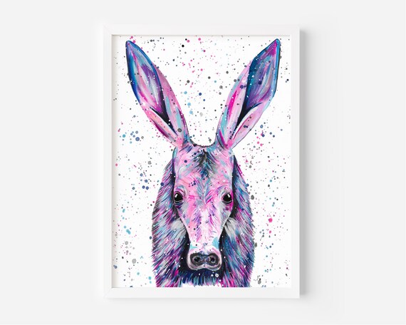 Aardvark Painting, Home Decor, Aardvark Gift, Original Animal Painting, Colourful Animal Art, Awesome Gifts, Quirky Decor, Funky Artwork